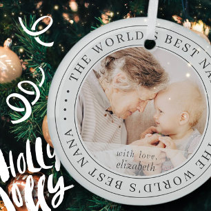 The World's Best Nana Classic Simple Photo Glass Tree Decoration