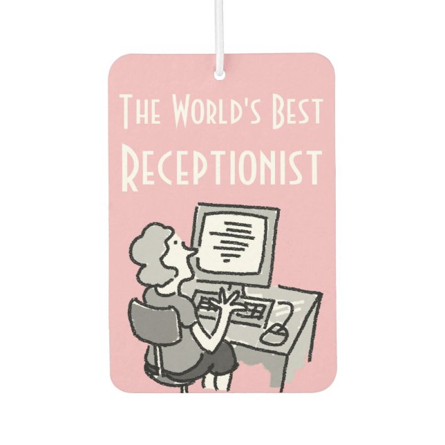 The World's Best Office Receptionist Car Air Freshener (Front)