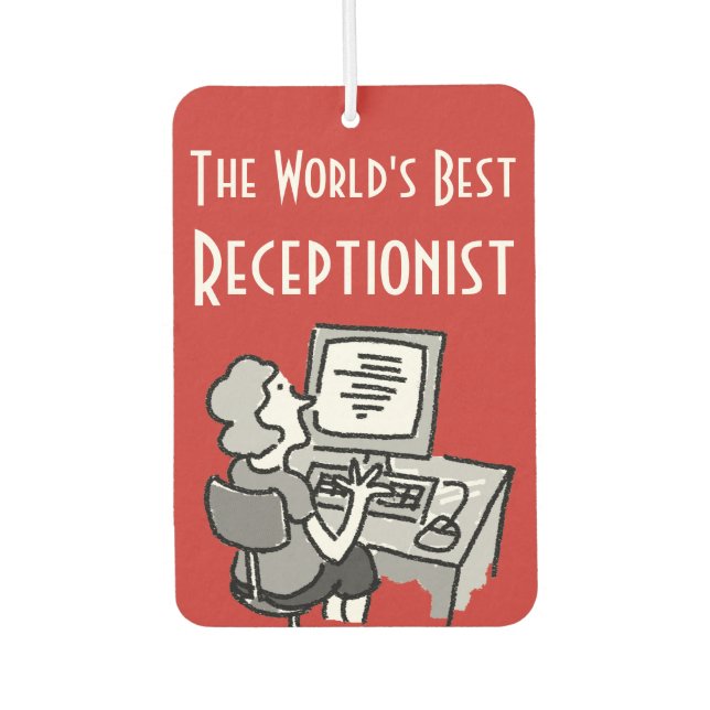 The World's Best Receptionist Car Air Freshener (Front)