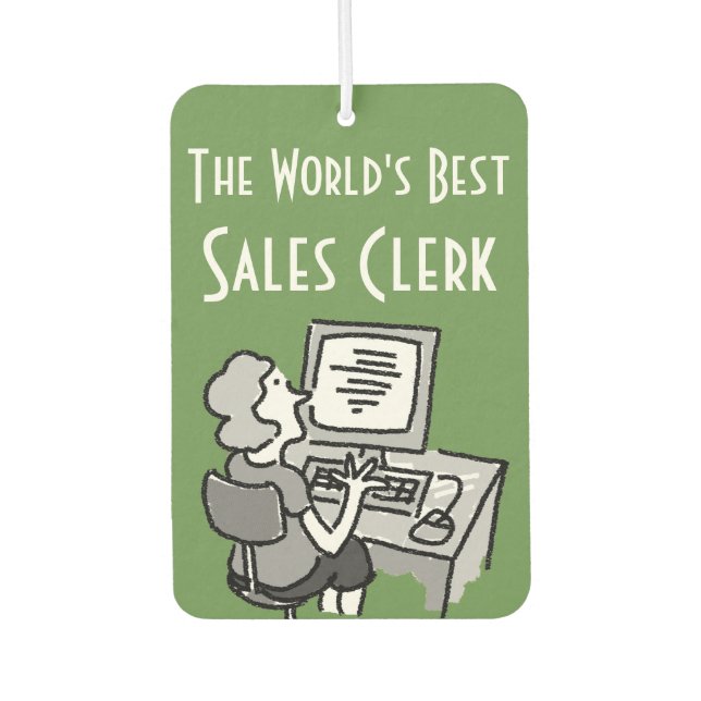The World's Best Sales Clerk Office Worker Car Air Freshener (Front)