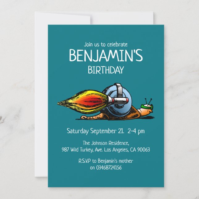 The World's Fastest Snail Invitation (Front)