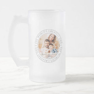 The World's Greatest Dad Modern Classic Photo Frosted Glass Beer Mug