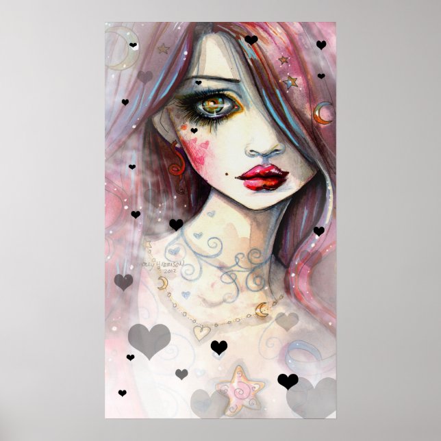 The Worried Girl Gothic Fantasy Art Poster (Front)