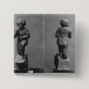 The worshipper from Larsa, front and back view 15 Cm Square Badge