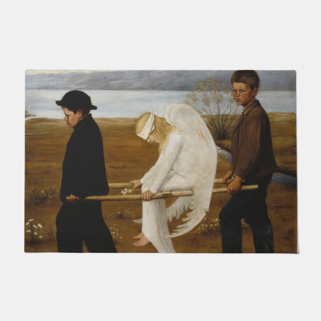 The Wounded Angel (by Hugo Simberg) Doormat (Front)