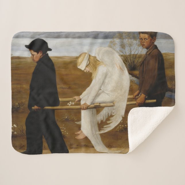 The Wounded Angel (by Hugo Simberg) Sherpa Blanket (Front (Horizontal))
