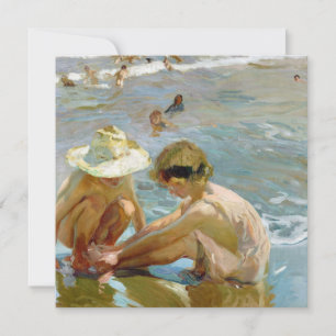 The wounded foot painting by Joaquin Sorolla Holiday Card