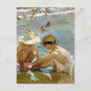 The wounded foot painting by Joaquin Sorolla Postcard