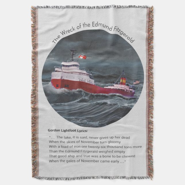 THE WRECK OF THE EDMUND FITZGERALD THROW BLANKET (Front Vertical)
