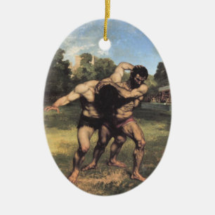 The Wrestlers Ceramic Tree Decoration