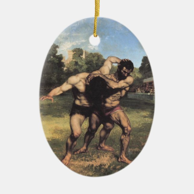 The Wrestlers Ceramic Tree Decoration (Front)