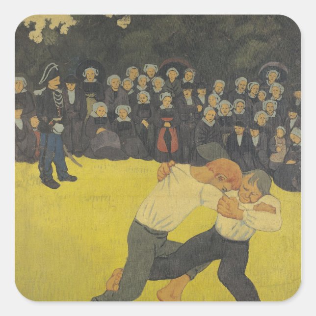The Wrestling Bretons, c.1893 Square Sticker (Front)