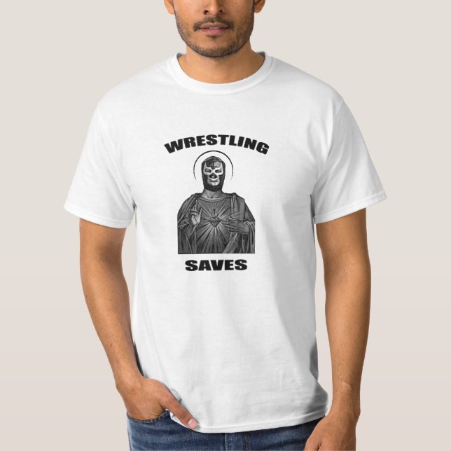 THE Wrestling Saves t-shirt (Front)