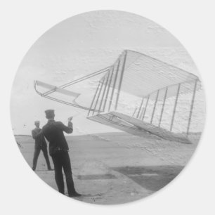 The Wright Brothers test flight Classic Round Sticker