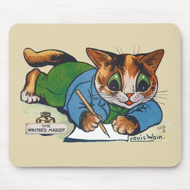 The Writer's Mascot Cat, Louis Wain Mouse Mat (Front)