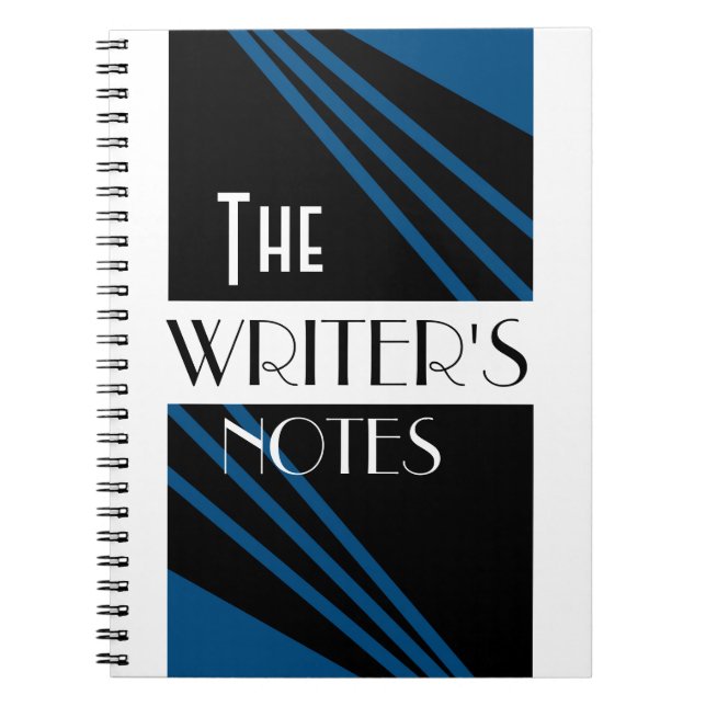 The Writer's Notes Stylish Blue Black White Notebook (Front)
