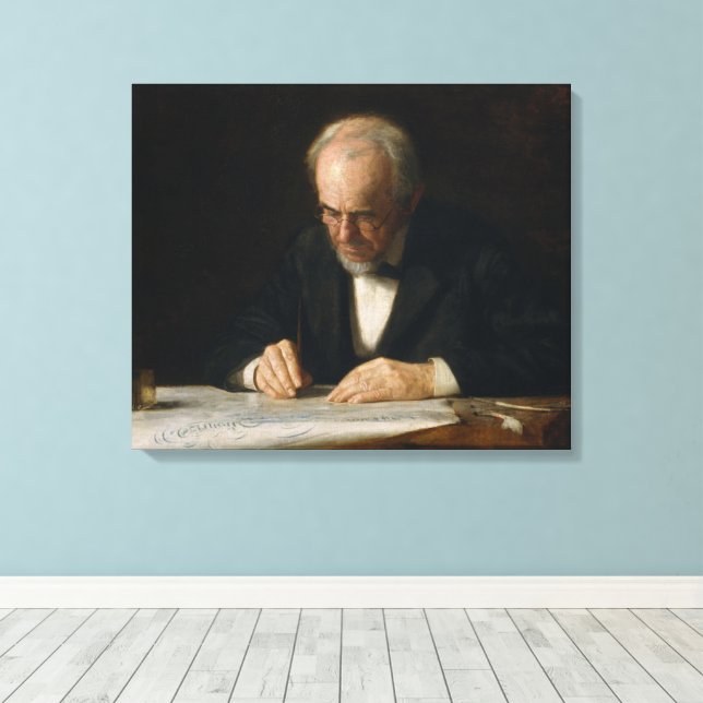 The Writing Master by Thomas Eakins Canvas Print (Insitu(Wood Floor))
