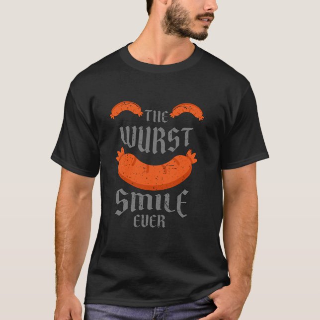 The Wurst Smile Ever Wurst Sausage Funny Oktoberfe T-Shirt (Front)