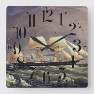 The Yacht Fox 1900s Square Wall Clock