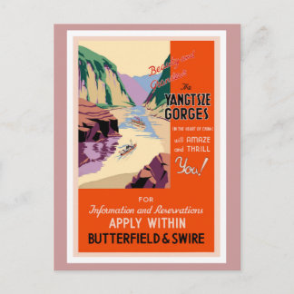 The Yangtsze Gorges Vintage Travel Poster Postcard