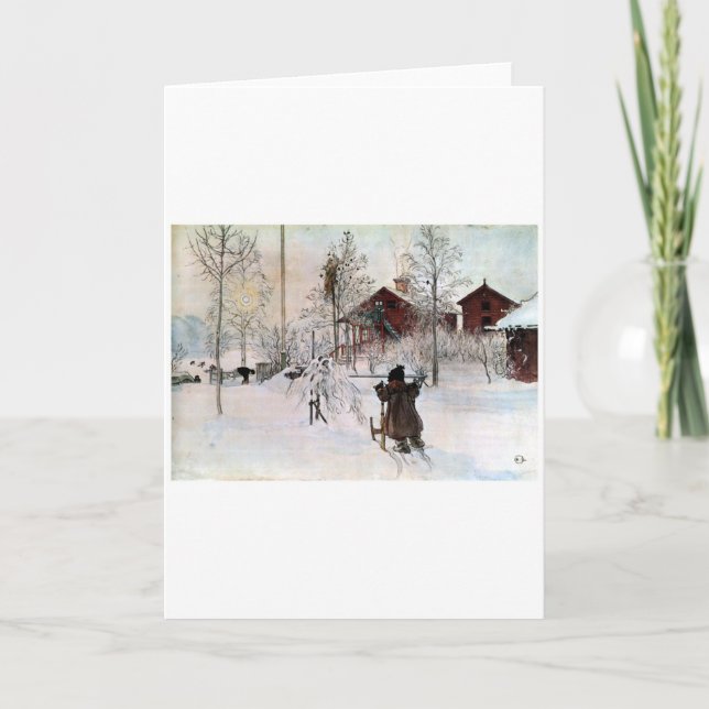 The Yard and Wash-House, Carl Larsson Holiday Card (Front)