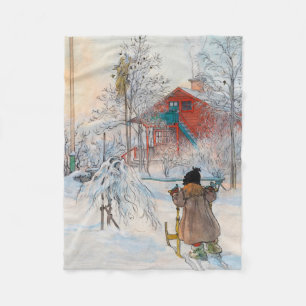 The Yard and Washhouse by Carl Larsson Fleece Blanket
