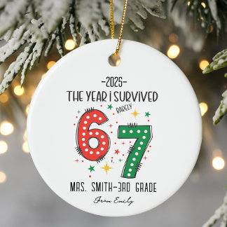 The Year I Barely Survived 67 Funny Teacher Gift Ceramic Tree Decoration