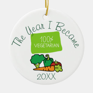The Year I Became 100% Vegetarian Ceramic Tree Decoration