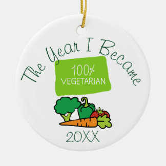 The Year I Became 100% Vegetarian Ceramic Tree Decoration