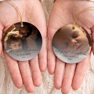 The Year I became a Daddy 2 Photo Baby Christmas Ceramic Tree Decoration