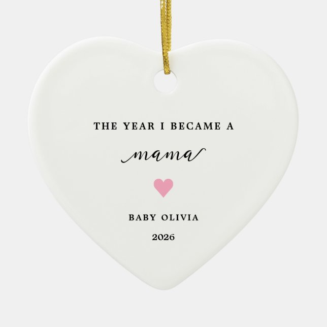 The Year I Became A Mama Baby Girl Ornament (Front)