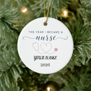 The Year I Became a Nurse,student nurse graduation Ceramic Tree Decoration