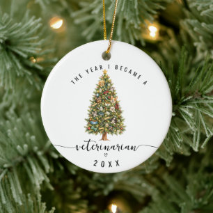 The Year I Became a Veterinarian Double Sided Ceramic Tree Decoration