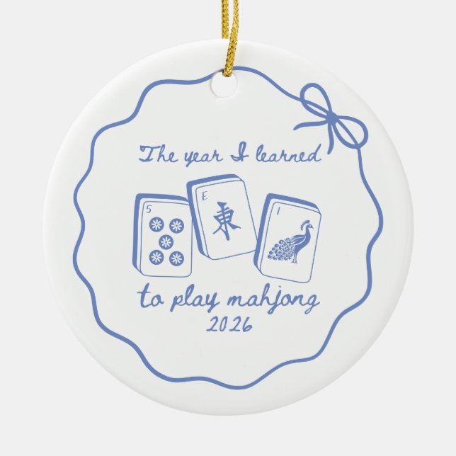 The year I learned Mahjong 2026  Ceramic Tree Decoration (Front)