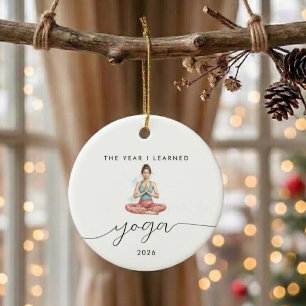 The Year I Learned Yoga Personalised Christmas Ceramic Tree Decoration