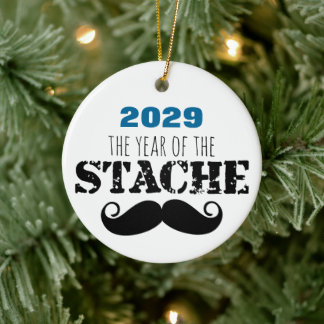 The Year of T\the Stache Moustache Ceramic Tree Decoration