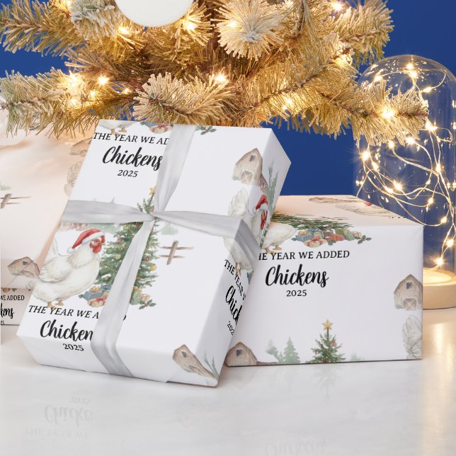 The Year We Added Chickens Custom Raising Chickens Wrapping Paper (Holidays)