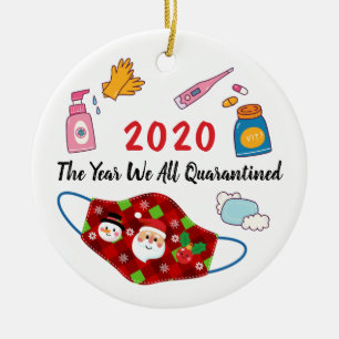 The Year We All Quarantined Santa Mask Christmas Ceramic Tree Decoration
