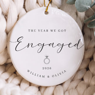 The Year We Got Engaged Ceramic Ornament