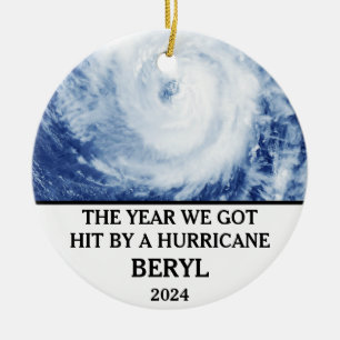 The year we got hit by a hurricane Beryl Ceramic Tree Decoration