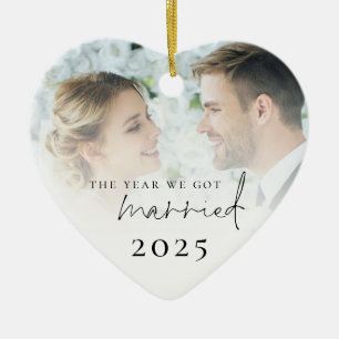 The Year We Got Married Photo Overlay Ceramic Tree Decoration