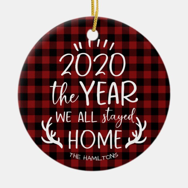 The Year we Stayed Home 2020 Cute Covid Ceramic Tree Decoration (Front)