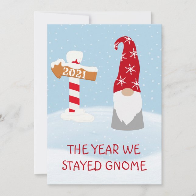 The Year we Stayed Home 2021 Gnome Christmas Holiday Card (Front)