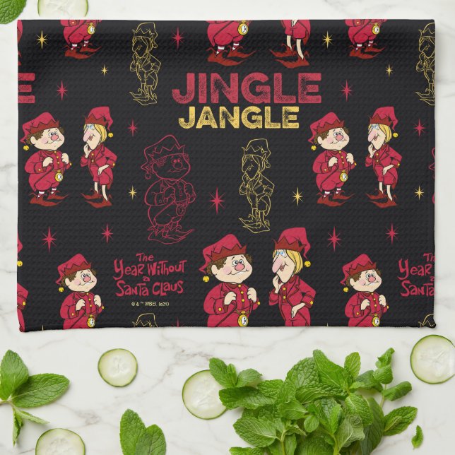 THE YEAR WITHOUT A SANTA CLAUS™ | Elf Pattern Tea Towel (Folded)