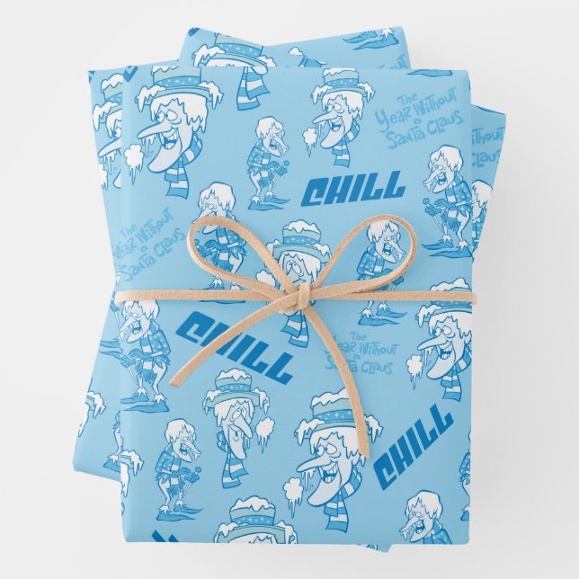 THE YEAR WITHOUT A SANTA CLAUS™ Snow Miser Pattern Wrapping Paper Sheet (In situ)