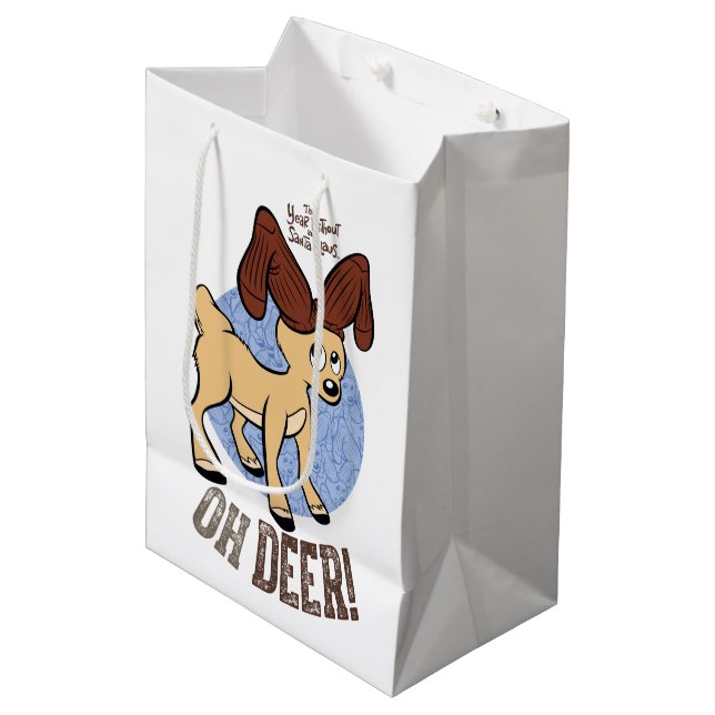 THE YEAR WITHOUT A SANTA CLAUS™ | Vixen "Oh Deer" Medium Gift Bag (Front Angled)