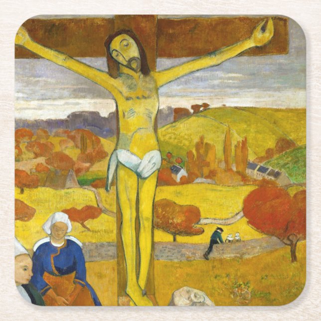 The Yellow Christ, Gauguin Square Paper Coaster (Front)