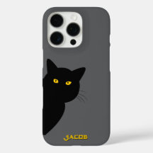 The yellow eyes black cat greeting you custom