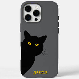The yellow eyes black cat greeting you custom iPhone 16 pro max case
