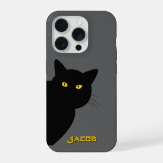 The yellow eyes black cat greeting you custom iPhone 15 pro case
